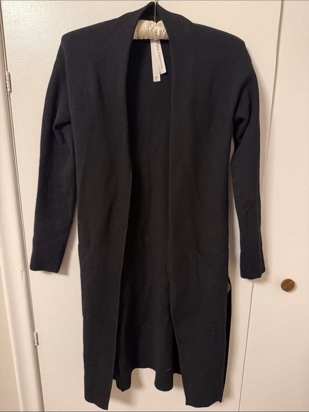 Babaton Black Longline Open-Front Knit Cardigan Dress